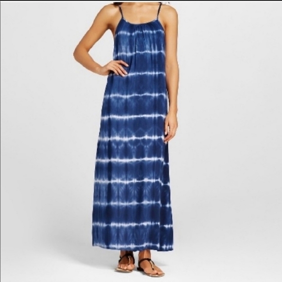 Merona Dresses & Skirts - Merona Women's Blue/White Stripe Tie Dye Maxi Dress Sz L